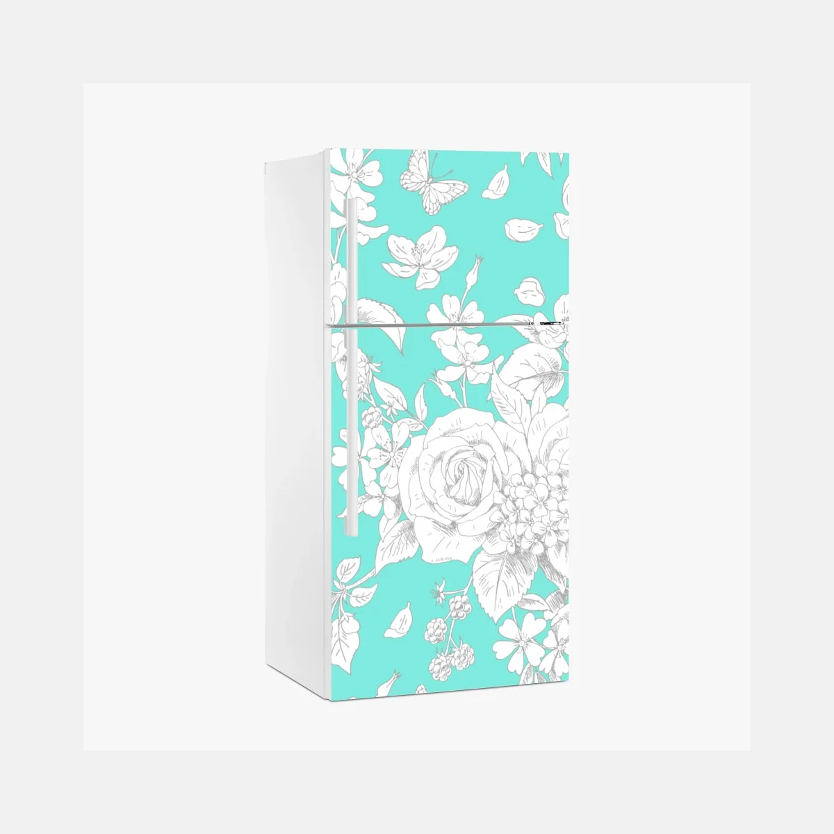 Pegatina para frigorífico estampado floral vintage en turquesa – Pixers® Pegatina para frigorífico estampado floral vintage en turquesa – Pixers®
