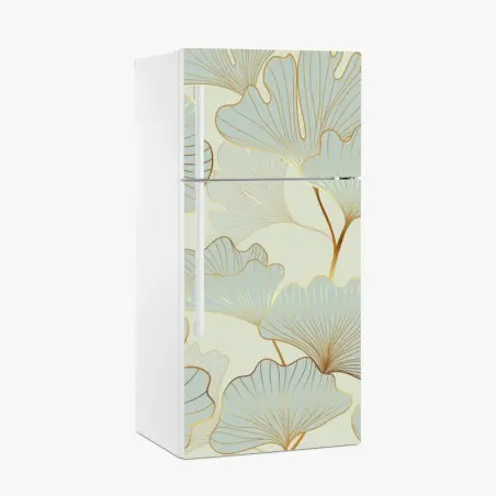 Pegatina para frigorífico patrón elegante de hojas de ginkgo doradas – Pixers®