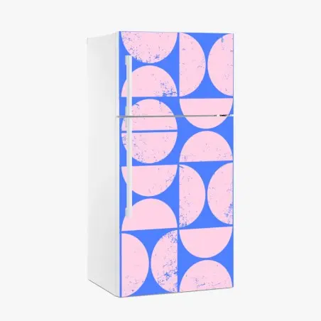 Pegatina para frigorífico patrón geométrico retro en rosa y azul – Pixers®