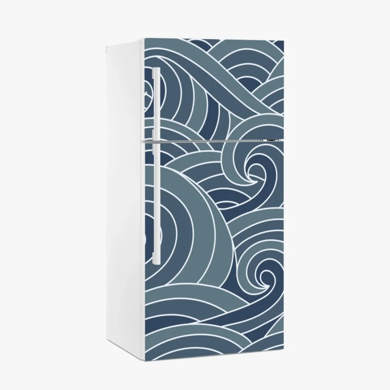 Pegatina para frigorífico patrón de olas marinas en tonos azules