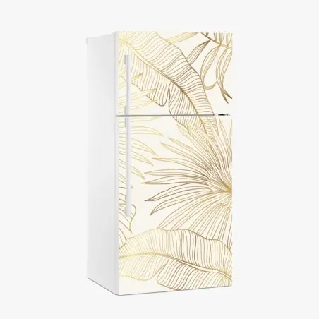 Pegatina para frigorífico diseño botánico dorado sobre fondo crema – Pixers®