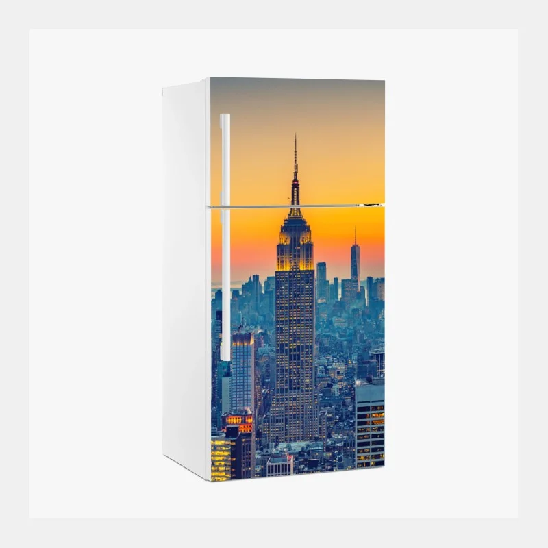 Pegatina para frigorífico puesta de sol sobre el skyline de Nueva York