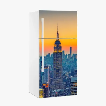 Pegatina para frigorífico puesta de sol sobre el skyline de Nueva York – Pixers®