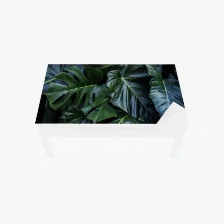 Chapa adhesiva para mesa y escritorio follaje tropical en tonos verdes profundos – Pixers®