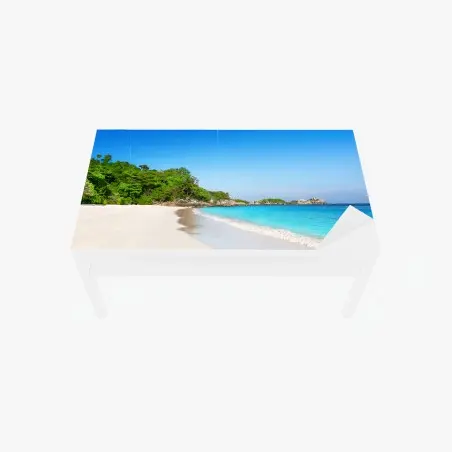 Chapa adhesiva para mesa y escritorio playa tropical de arena blanca y aguas turquesa – Pixers®
