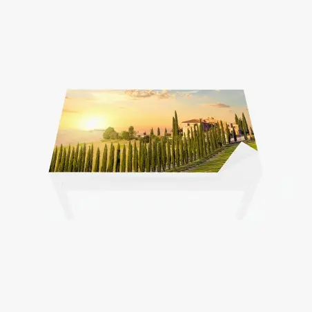 Chapa adhesiva para mesa y escritorio atardecer dorado en Toscana – Pixers®