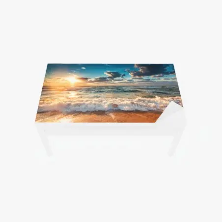 Chapa adhesiva para mesa y escritorio amanecer dorado sobre el mar – Pixers®