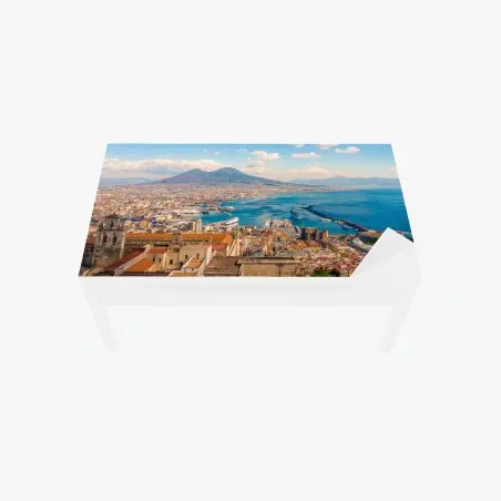 Chapa adhesiva para mesa y escritorio vista panorámica de Nápoles y el Vesubio – Pixers®