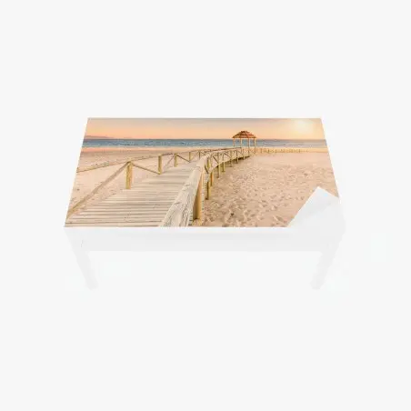 Chapa adhesiva para mesa y escritorio sendero de madera hacia el mar en Trafalgar, Cádiz – Pixers®