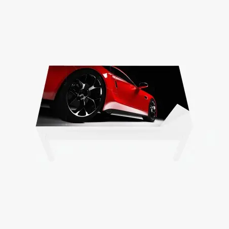Chapa adhesiva para mesa y escritorio detalle de deportivo rojo en perspectiva baja – Pixers®