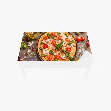 Chapa adhesiva para mesa y escritorio pizza italiana rústica con albahaca y tomates cherry – Pixers®