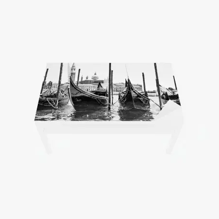 Chapa adhesiva para mesa y escritorio góndolas en Venecia en blanco y negro – Pixers®