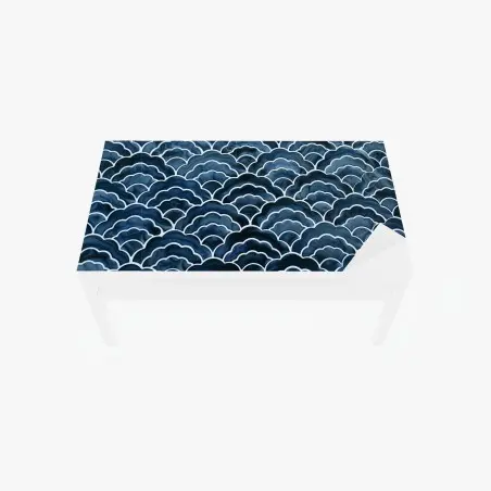 Chapa adhesiva para mesa y escritorio patrón de olas japonesas en acuarela azul – Pixers®