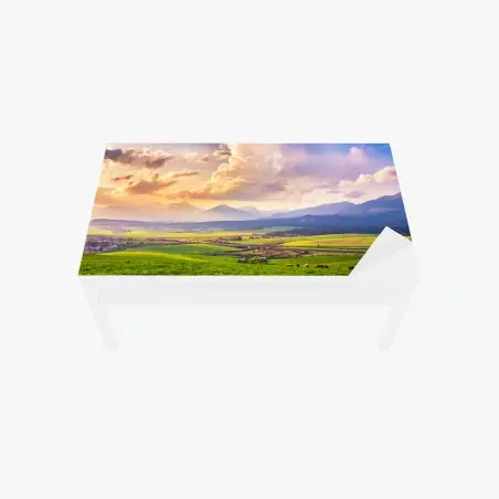 Chapa adhesiva para mesa y escritorio amanecer en los Tatras de Eslovaquia – Pixers®