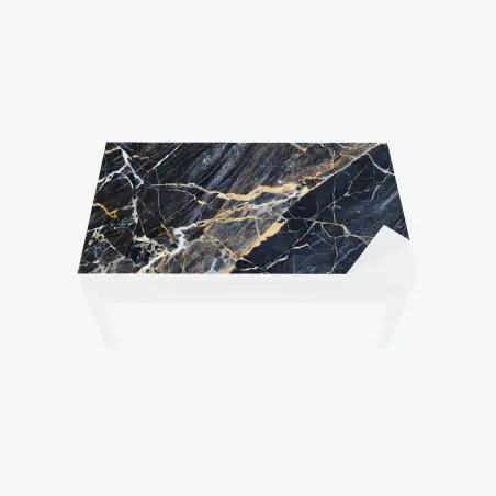 Chapa adhesiva para mesa y escritorio mármol azul oscuro con vetas doradas – Pixers®