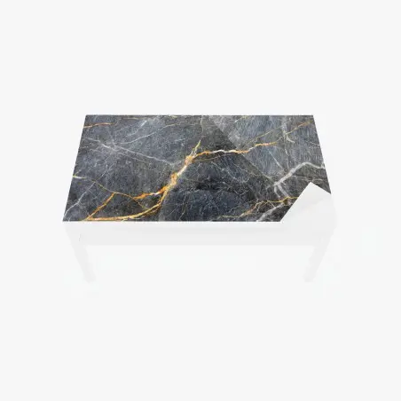 Chapa adhesiva para mesa y escritorio mármol gris con vetas doradas – Pixers®