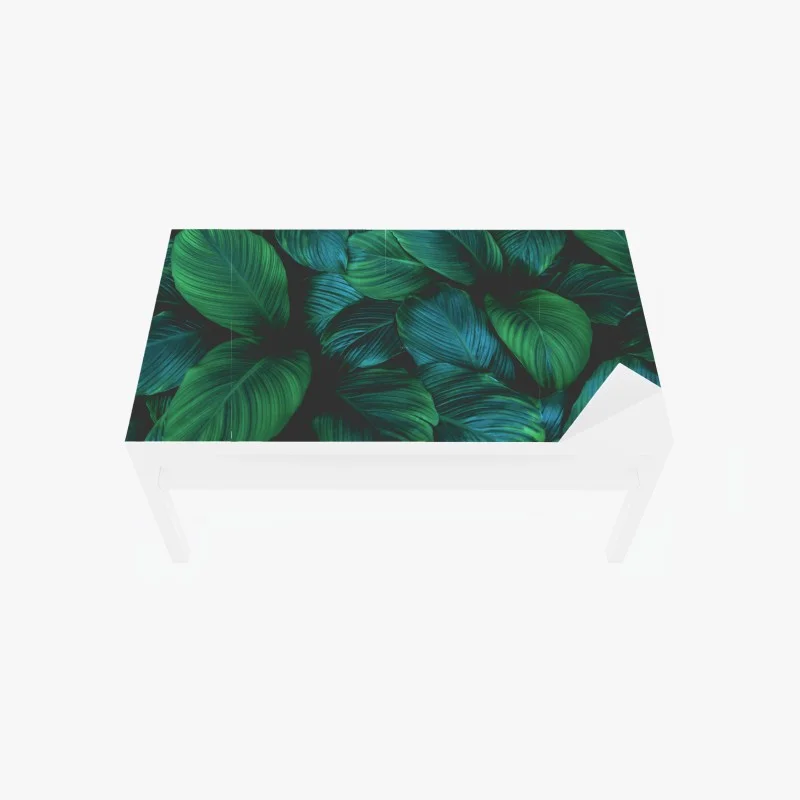 Chapa adhesiva para mesa y escritorio patrón de hojas tropicales en verde profundo