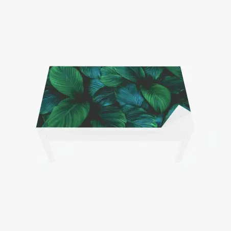 Chapa adhesiva para mesa y escritorio patrón de hojas tropicales en verde profundo – Pixers®