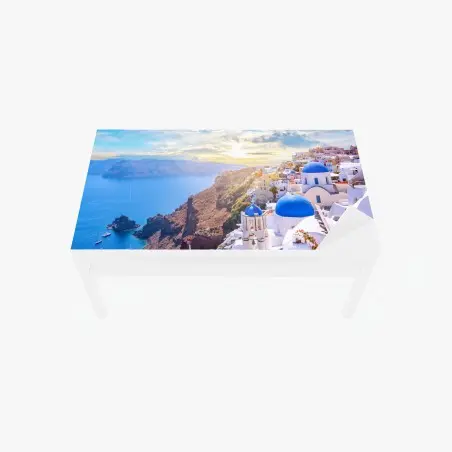 Chapa adhesiva para mesa y escritorio panorámica de Oia, Santorini al atardecer – Pixers®