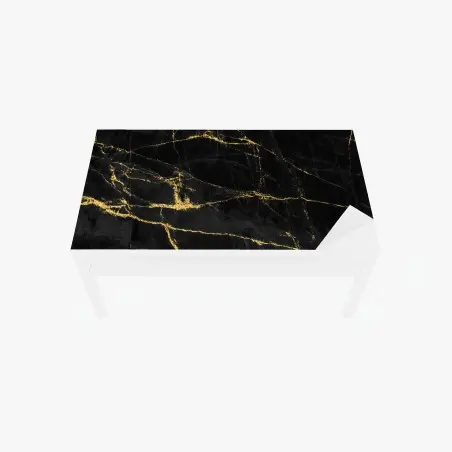 Chapa adhesiva para mesa y escritorio mármol negro con vetas doradas – Pixers®