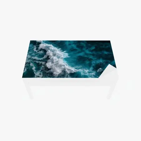 Chapa adhesiva para mesa y escritorio olas turquesa desde el aire – Pixers®