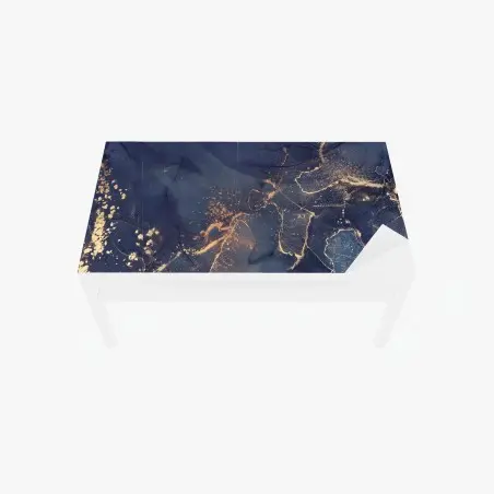 Chapa adhesiva para mesa y escritorio mármol abstracto azul marino con vetas doradas – Pixers®