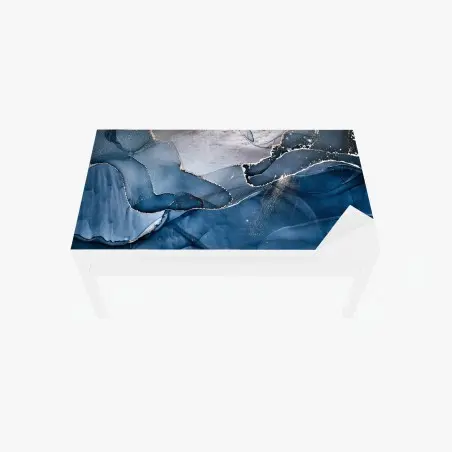 Chapa adhesiva para mesa y escritorio paisaje abstracto en tinta alcohólica azul y dorada – Pixers®