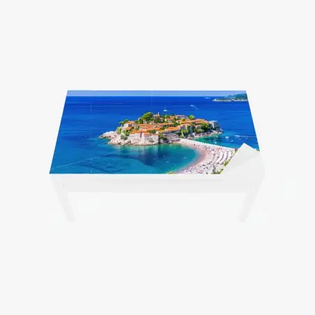 Chapa adhesiva para mesa y escritorio vistas de Sveti Stefan, Montenegro – Pixers®