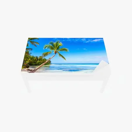 Chapa adhesiva para mesa y escritorio playa tropical con palmera inclinada – Pixers®