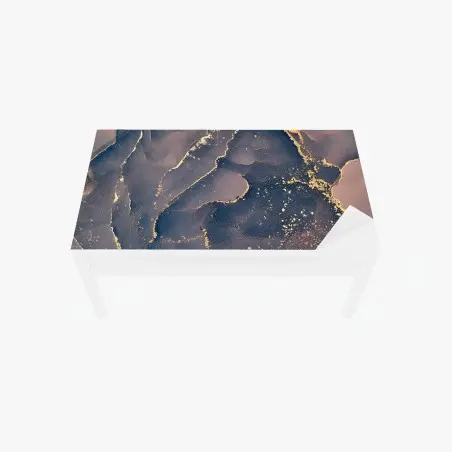 Chapa adhesiva para mesa y escritorio abstracción marina con vetas doradas – Pixers®