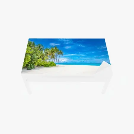Chapa adhesiva para mesa y escritorio playa tropical con palmeras y cielo azul – Pixers®