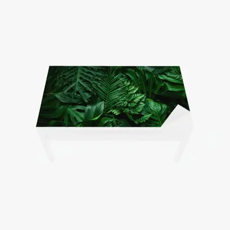 Chapa adhesiva para mesa y escritorio hojas tropicales en verde profundo – Pixers®