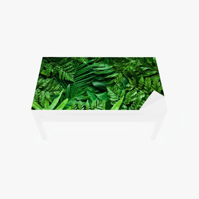 Chapa adhesiva para mesa y escritorio follaje tropical exuberante en tonos verdes