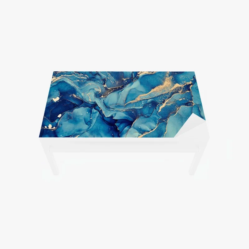 Chapa adhesiva para mesa y escritorio mareas doradas en azul