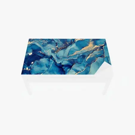 Chapa adhesiva para mesa y escritorio mareas doradas en azul – Pixers®