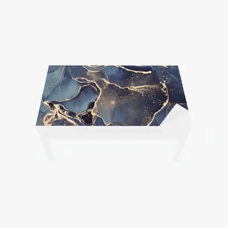Chapa adhesiva para mesa y escritorio sueño líquido en azul y dorado – Pixers®