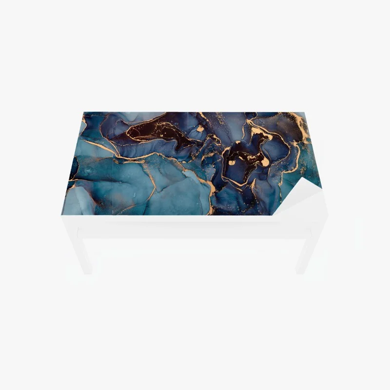 Chapa adhesiva para mesa y escritorio corrientes azul profundo con vetas doradas
