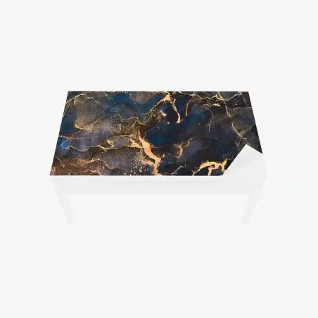 Chapa adhesiva para mesa y escritorio abstracción líquida en tonos marinos y dorados – Pixers®