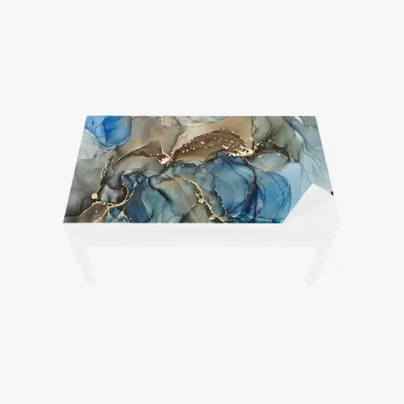 Chapa adhesiva para mesa y escritorio corrientes doradas: paisaje abstracto en tinta alcohol – Pixers®