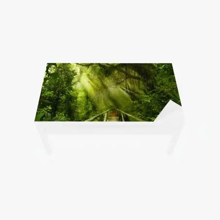 Chapa adhesiva para mesa y escritorio puente en la selva bañado por rayos de sol – Pixers®