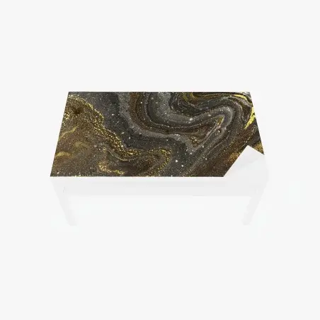 Chapa adhesiva para mesa y escritorio vórtice cósmico en negro y dorado – Pixers®