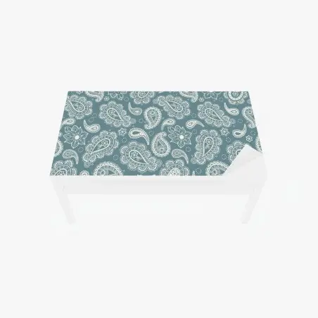 Chapa adhesiva para mesa y escritorio patrón paisley bohemio en turquesa y blanco – Pixers®