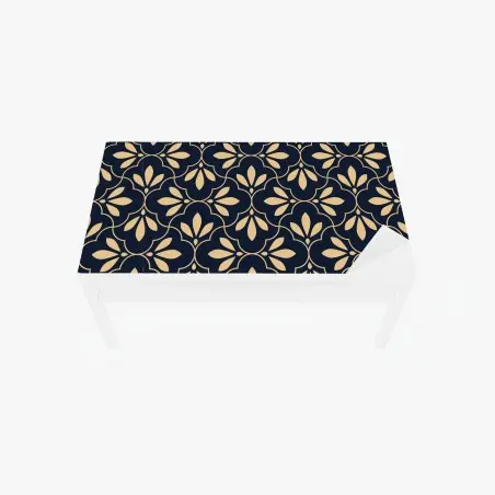 Chapa adhesiva para mesa y escritorio patrón floral geométrico en azul marino y beige – Pixers®