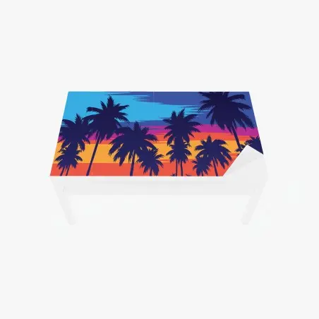 Chapa adhesiva para mesa y escritorio atardecer tropical en silueta de palmeras – Pixers®