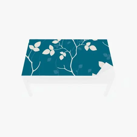 Chapa adhesiva para mesa y escritorio diseño botánico en azul petróleo y crema – Pixers®