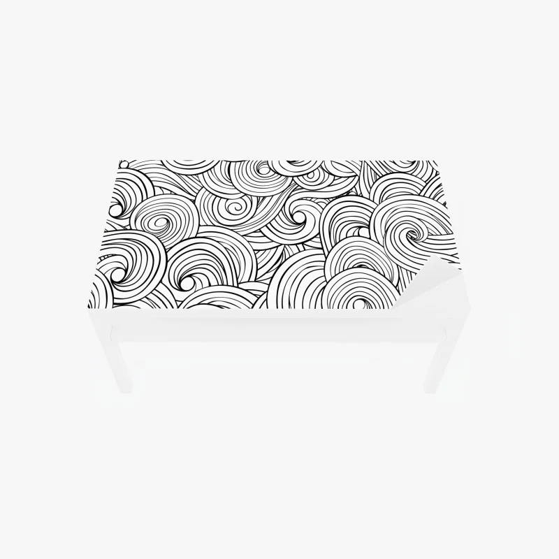 Chapa adhesiva para mesa y escritorio patrón de remolinos en blanco y negro
