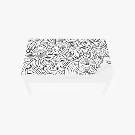 Chapa adhesiva para mesa y escritorio patrón de remolinos en blanco y negro – Pixers®