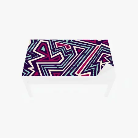 Chapa adhesiva para mesa y escritorio patrón geométrico vibrante en tonos turquesa y magenta – Pixers®