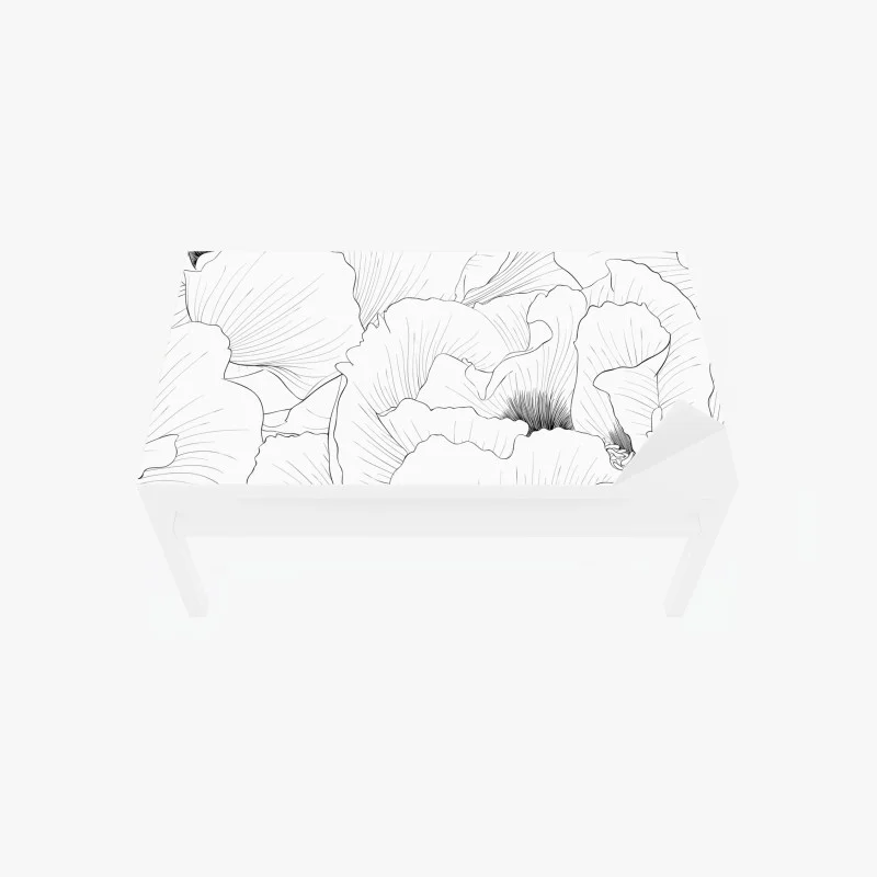 Chapa adhesiva para mesa y escritorio diseño botánico en contorno blanco y negro