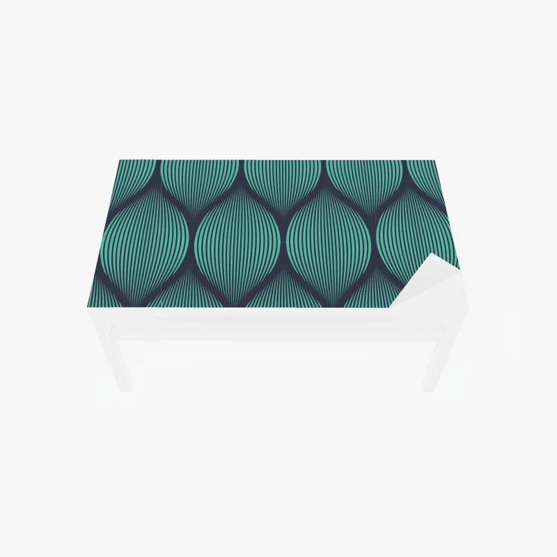 Chapa adhesiva para mesa y escritorio patrón de hojas geométricas turquesas